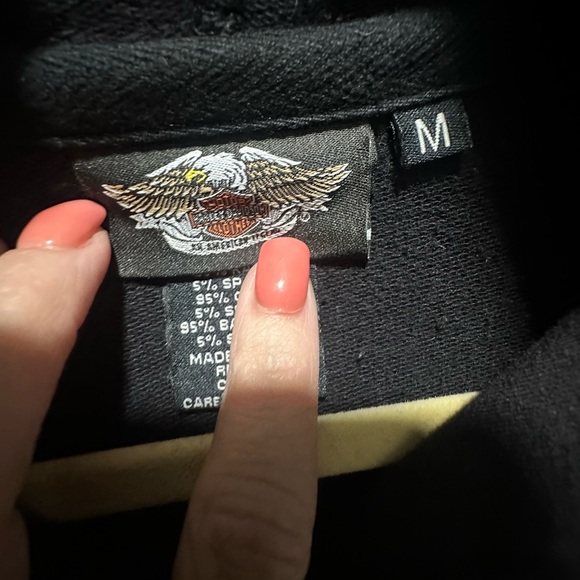 Y2K Harley-Davidson Zip Hoodie Jacket Black M Rhinestones Bikercore Punk Prep - Picture 7 of 7